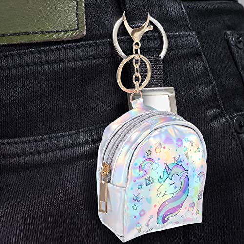 Adorainbow 2Pcs Mini Wallet Unicorn Holographic Coin Purse Zip Around Cute Purse Change Purse With Key Ring Card Case Front Pocket Wallet For Women Girls #TOP6