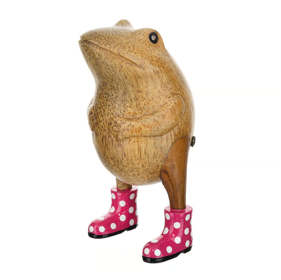 DCUK Wooden Frog Ornament with Spotty Welly Boots – Handcrafted Bamboo Frog Decoration, Home Décor, Gift Idea (Choice of Colours) (Pink)