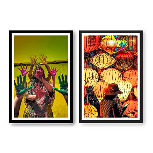 Image of Ritwika's Customized Set of 2 Premium Personalized Print Collage Frames with Your Photos In 2 Sizes | One 8X12 & One 8X12 In | For Anniversary, Birthday, Wedding, Couples, Two Frame Colour