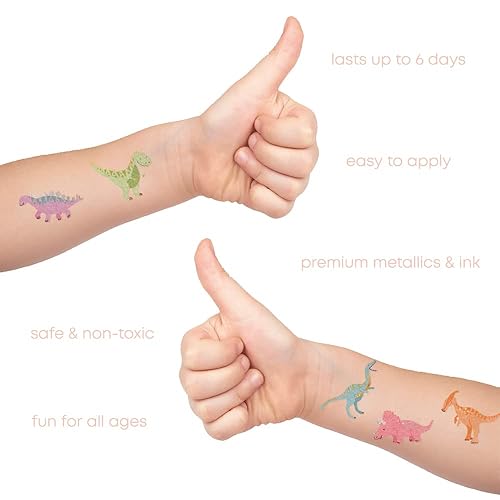 Miniatura 4 de Flash Tattoos Juego variado de tatuajes de dinosaurio para niños  25 tatuajes temporales envueltos individualmente  Suministros para fiestas de