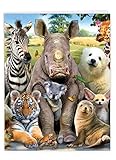 NobleWorks - Big Cartoon Feel Better Card (8.5 x 11 Inch) - Get Well Soon Humor, Funny Comic Greeting - Here's Looking at Zoo J6639AGWG-US