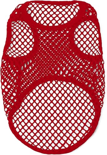 ISUPY 可愛い ペット 犬服 Tシャツ 春 夏 涼しい 通気性メッシュ 小中型犬 タンクトップ 無地 ドッグウェア ベスト 脱毛保護 トイプードル 洋服 お散歩 ペット用品 (2XL,レッド)