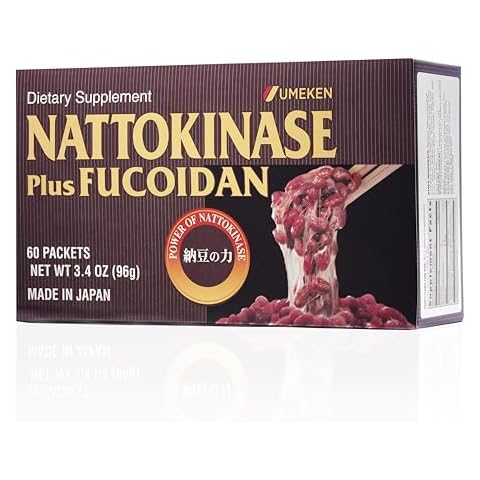 Umeken Nattokinase Plus Fucoidan for Circulatory Support - 2500FU Natto, Supports Healthy Blood Pressure, Health and Wellness Supplements, 60 Packets Cover