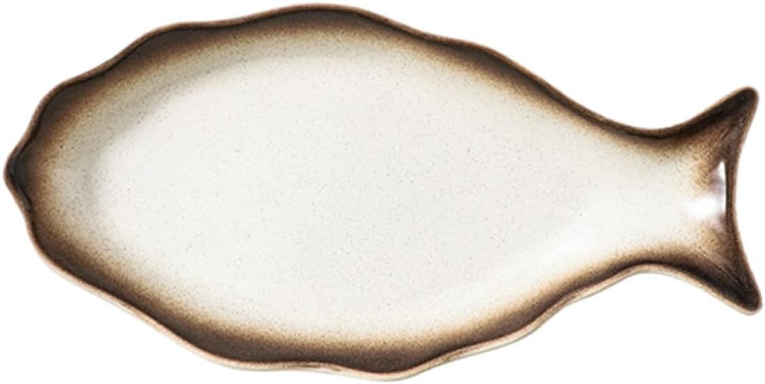 Ciieeo Ceramic Steamed Seafood Plate 14-inch Japanese Style Sushi Plate Creative Decorative Serving Dish for Restaurant and Kitchen Tableware