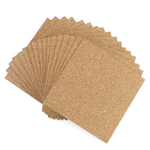 17 Stück Korkplatte Selbstklebend, 1mm Dick Korkplatten,10 x 10 cm Rechteckig Selbstklebende für Kork Untersetzer, Korkmatte, Tischdekoration, Wanddekoration, DIY