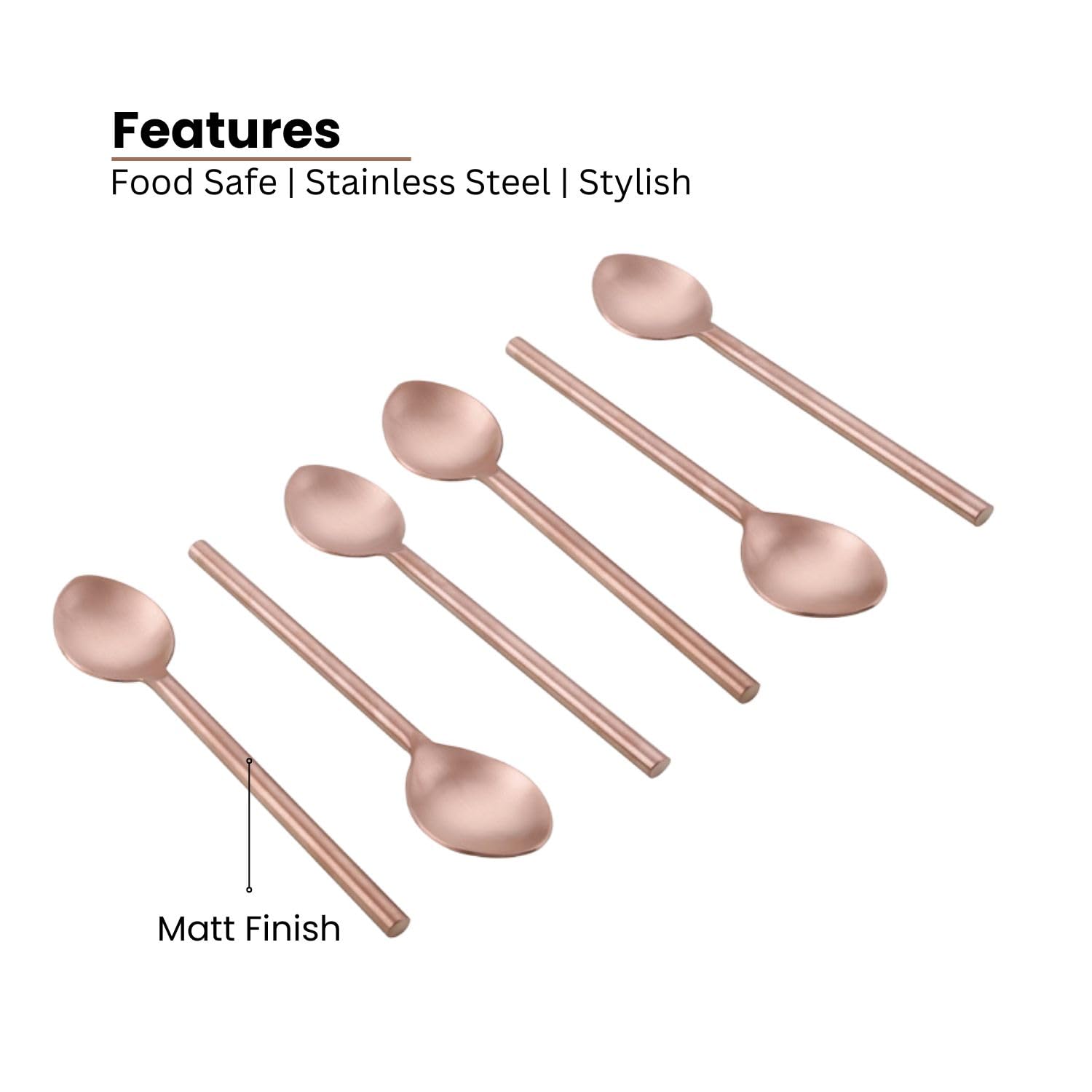 VarEesha Rose Gold Stainless Steel Table Spoons Set of Six | Elegant Lead Free Stainless Steel Table Spoons for Dinner| Flatware for Dining Table| Cutlery for Gifting 3
