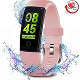 MorePro Fitness Activity Tracker Heart Rate Blood Pressure Monitor, IP68 Wateproof Smart Watch with Blood Oxygen HRV Health Sleep Tracking, Smartwatch Calorie Counter Pedometer for Women Men (Pink)