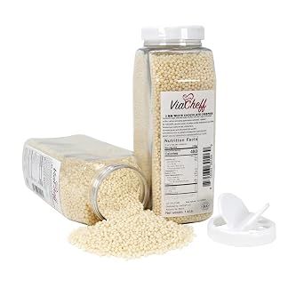 White Chocolate Flavored Crispies 3mm - Crunchy Dessert Topping to Sprinkle on Ice Cream, Cakes, Cupcakes, Cookies, Candy and Donuts. - 1.2 lb. Shaker Jar