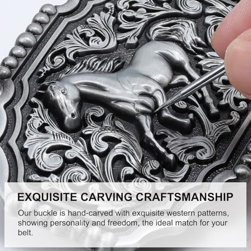 Image of Western Cowboy Belt Buckle for Men Vintage Cowboy Cowgirl Rodeo Texas Buckle Longhorn Bull Belt Buckles
