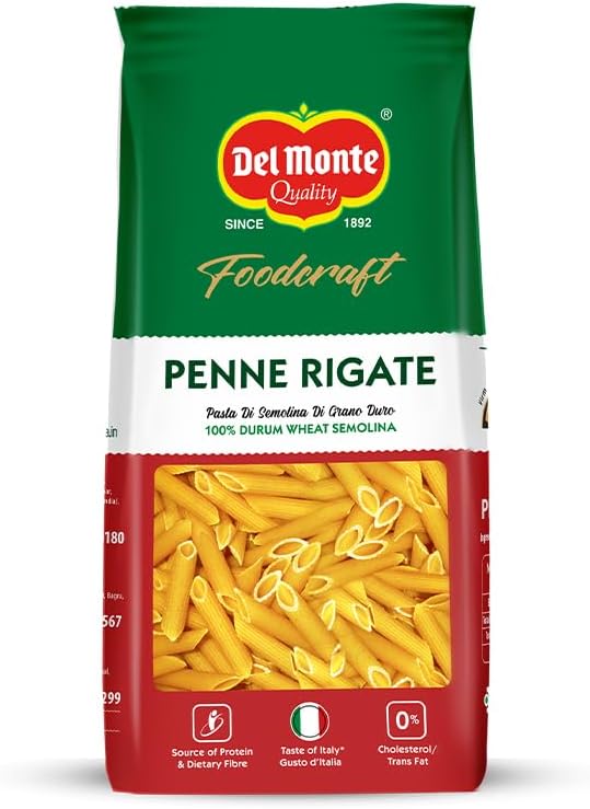 Del Monte Foodcraft Penne Pasta 400g |Durum Wheat/Semolina/Sooji Healthy Pasta | No Maida | Authentic Italian Taste | High Protein & Fibre
