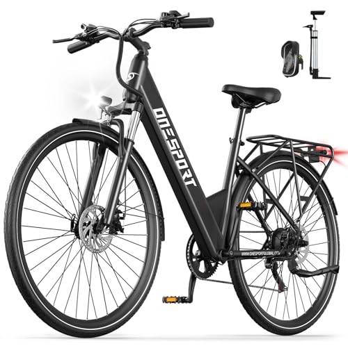 ONESPORT OT12 Vélo Électrique, Vélo de Trekking Électrique, Ebike 27,5 Pouces avec Moteur 250W Batterie 36V 13Ah Autonomie 65 Km, VTC Electrique Homme Femme 7 Gear Double Frein à Disque & Écran LCD
