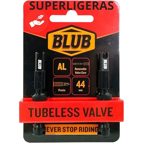 Blub Valvula Tubeless MTB 44mm | Valvula Presta Aluminio, Pack 2 Valvula Bicicleta para Kit tubeless | valvulas MTB tubeless Bici Carretera, BMX y Bici Montaña, Negro