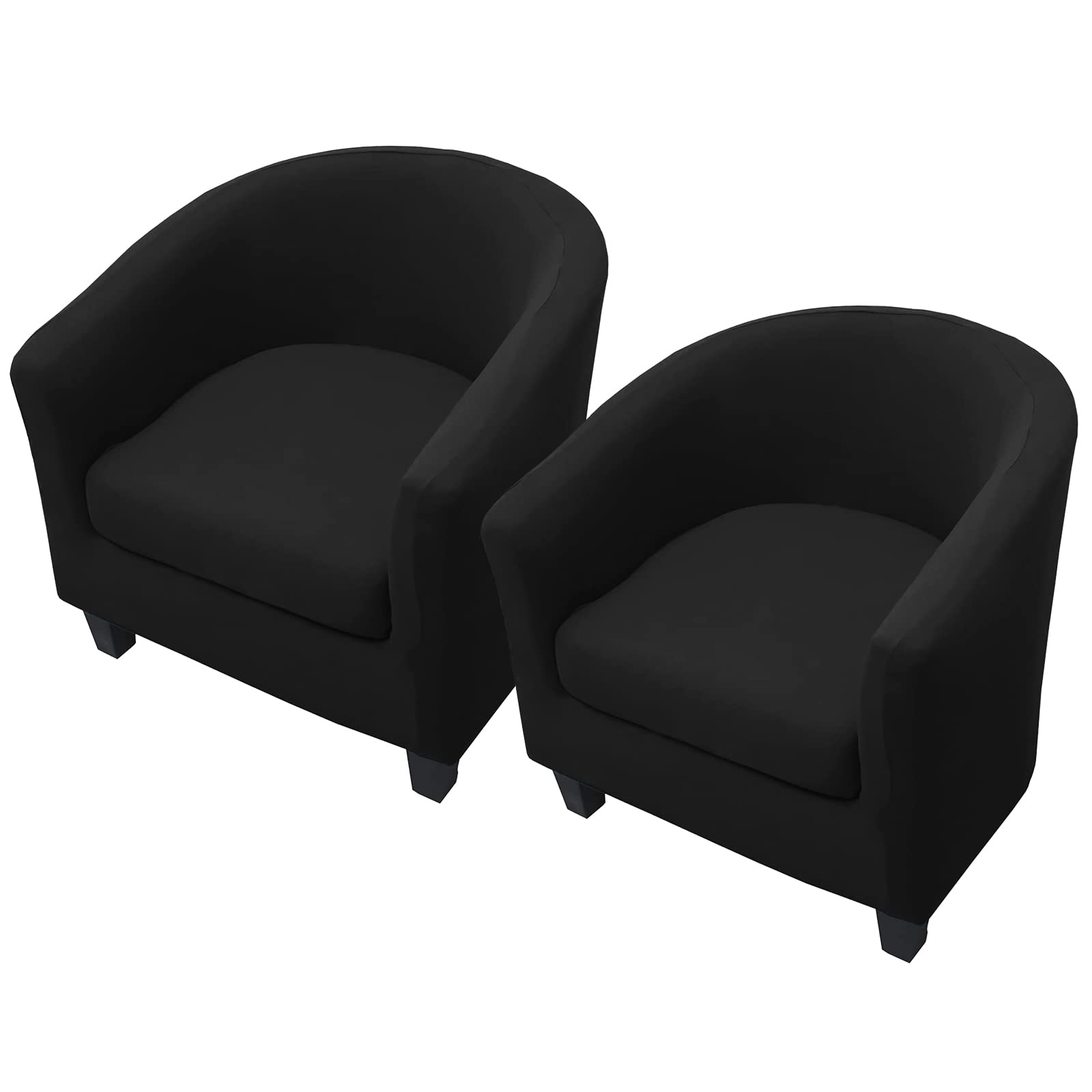 WOMACO 2 Pieces Club Chair Slipcover Printed Stretch Armchair Tub Round Barrel Swivel Chair Covers withc Cushion Cover Elastic Bottom Sofa Furniture Protector for Tullsta (2, Black)