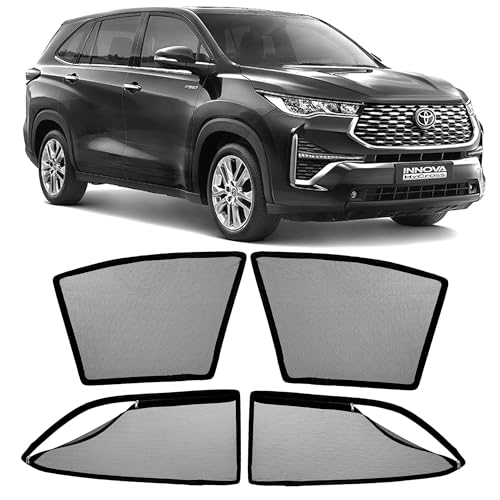 Image of AutoStory Magnetic Car Sunshade for Hycross 2022-2025 | Front Half Cut for Mirror Visibility + Rear Full Coverage with Zipper | Heavy Heat & UV Protection | Privacy Side Window Curtains Shades