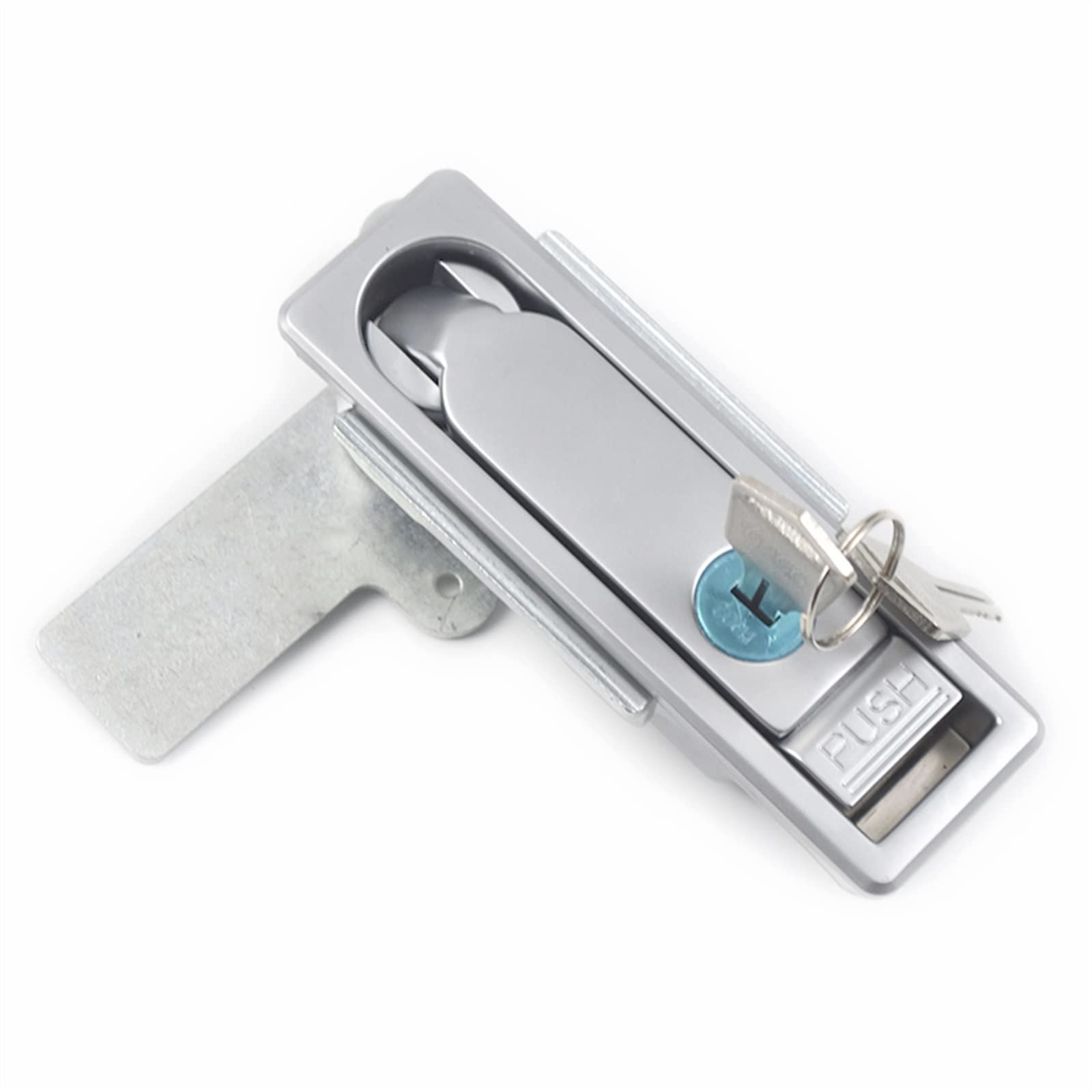 Serrure à came armoire électrique KmoNo push pop up panneau argent mat L110mm