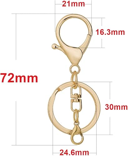 Miniatura 2 de 20 juegos de cierres de pinza de langosta con gancho y anillo plano dividido para llavero con clip de gatillo giratorio con pequeña pinza de