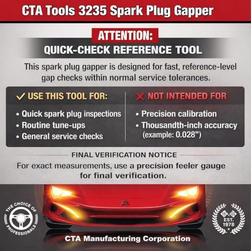 CTA Tools 3235 스파크 플러그 갭 툴: 코인 스타일 스파크 플러그 갭 툴, 0.051cm–0.254cm 측정 범위, 도금 스틸, 퀵 체크 참조 도구 — 사진 2