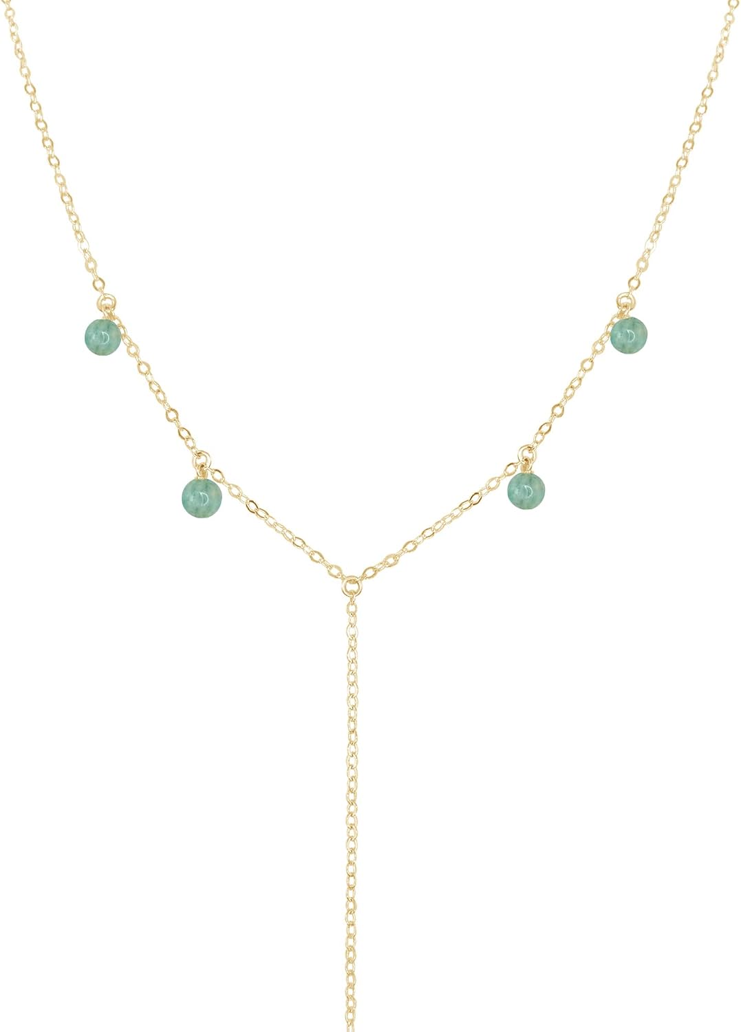 Luna Tide Amazonite Boho Y Necklace in 14k Gold Fill