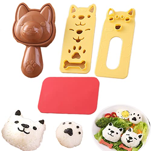 Molde sushi para set onigiri Molde creativo para sushi Lavable y fácil de limpiar se utiliza para hacer sushi y algas y hacer lindas herramientas de bola de arroz con forma de perro de 4 piezas Cover