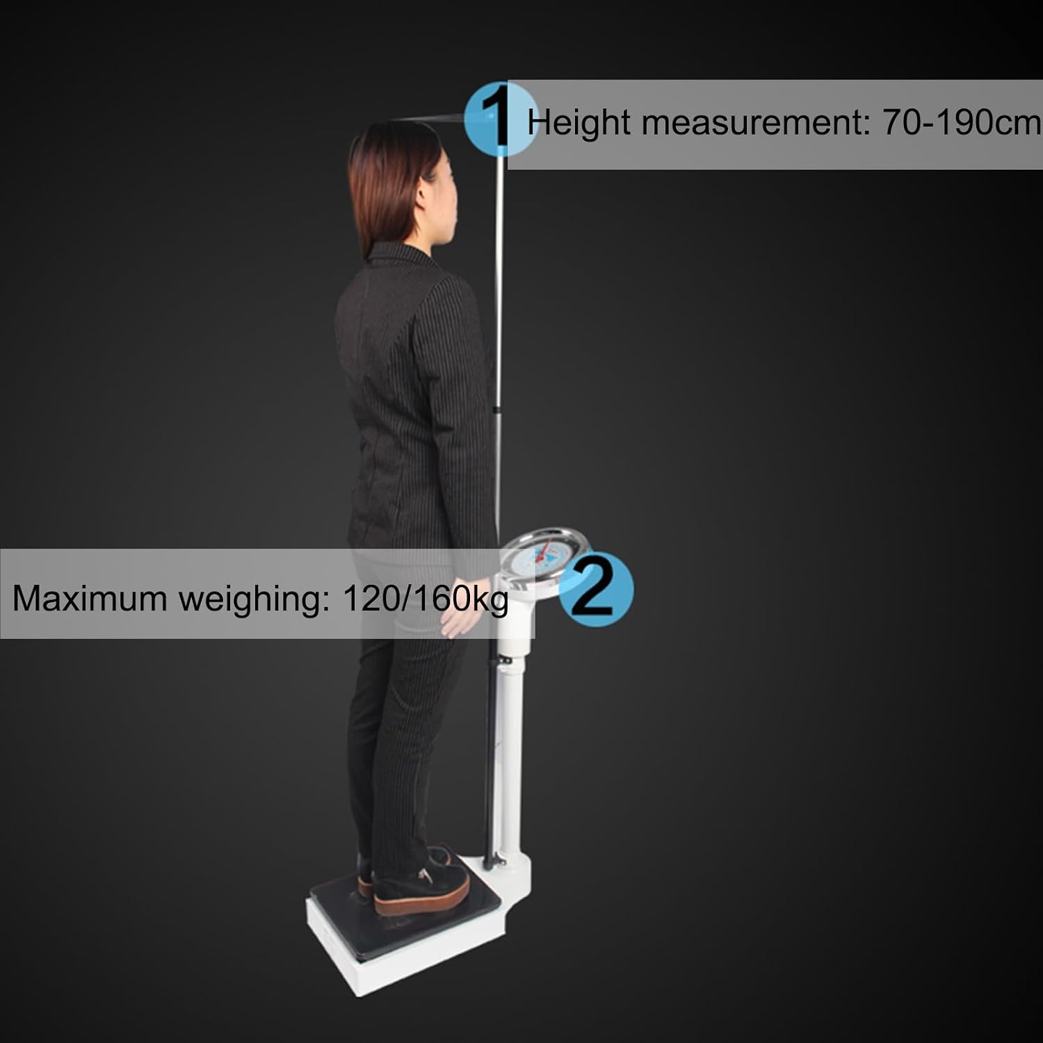 Mechanical Weight Scale, Mechanical Scales for Body Weight, Weight Measurement 120kg, for Home, School, Hospital, Gym Scales, Oversized Dial