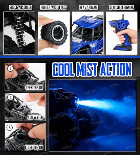 Image of Zest 4 Toyz Remote Control Car Toy for Kids | Mist Spray Effect Rock Crawler Monster Truck Drift RC Car | 100+ft Range 2.4GHz Remote | Rechargeable | Type-C USB | 2WD Off-Road Climbing Racing Car