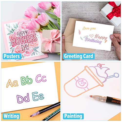 Double Line Outline Markers, 24 Colors Super Squiggles Shimmer Outline Marker Set, Self Outline Metallic Glitter Doodle Drawing Markers Pens For Card Making, Christmas Greeting Card, Diy Art Crafts #TOP3