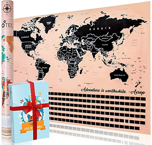 Scratch Off World map Poster for Travel Gift, Scratch Off map of The World 33