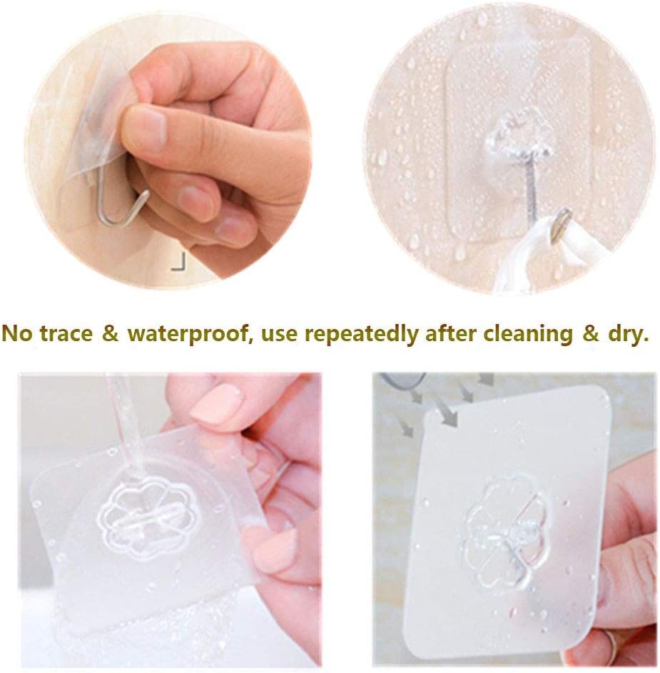 Image of UCRAVO Wall Hooks for Hanging Strong Sticker Sticky Heavy Duty Home Kitchen Bathroom Key Frame Holders (Pack of 20)