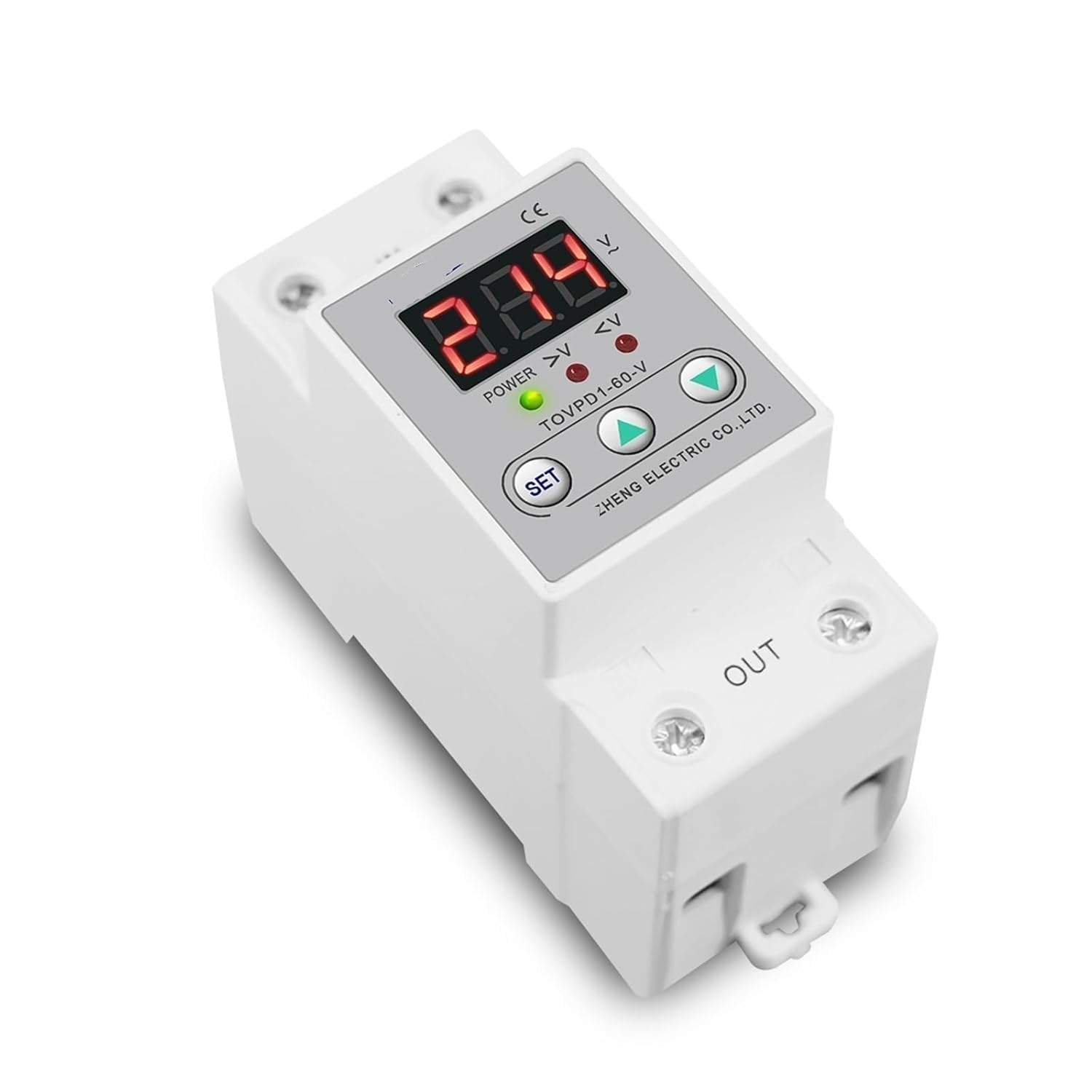 Din Rail Voltage Display Relay Adjustable Over Under Voltage Proteciotn Device Automatic Reconnect Protector 40A 60A 1Pcs(40A)