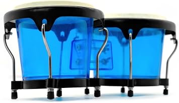 JBK Fiberglass Resin Bongo Drum Handmade Cowhide Drumhead Pure Handmade Bongo Drum Includes Tuning Wrench - Blue
