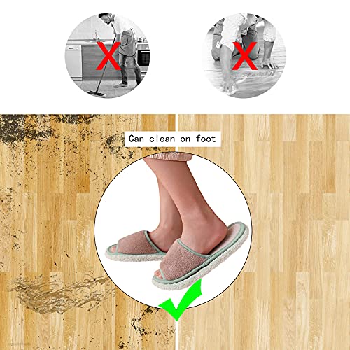 Leputa Women’s Slipper Microfiber Mop Cleaning Dust Slipper Open Toe Coral Fleece Indoor Slipper (Green A, Us Men 8.5-10) #TOP5