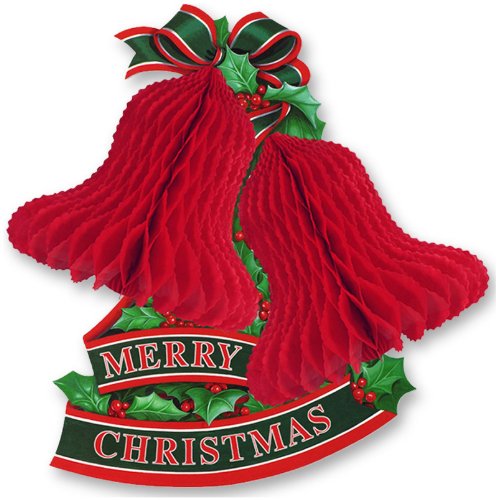 Beistle 1-Pack Tissue Bells with Holly Decoration, 14-1/2-Inch by 13-Inch