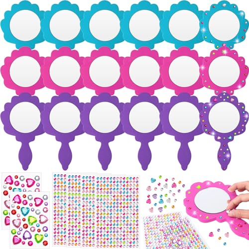 Geetery 20 Pcs Unbreakable Kids Mirror DIY Decorate Your Own Princess Mirror Mermaid Foam Small Crafts Princess Party Decorations(Pink, Purple, Turquoise) by Geetery - Used condition - US$19.53