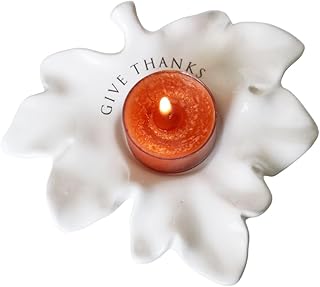 Give Thanks Hostess Gift, Leaf Candle Votive, Fall Decor, Thanksgiving Hostess Gift, Host Gift - Leaf Votive with Pumpkin Spice Scented Candle