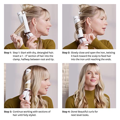 T3 Singlepass Curl Professional Curling Iron Custom Blend Ceramic Long Barrel Curling And Wave Iron With Adjustable Heat Settings For Shiny Smooth Curls And Waves, 1 ½ Inch, White/Rose Gold #TOP7