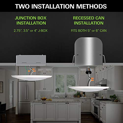 Hykolity 5/6 Inch Selectable Cct Led Disk Light Flush Mount, 3000K/4000K/5000K Adjustable, Dimmable Recessed Retrofit Ceiling Light, Cri90, 1050Lm, 15W, Installs Into J-Box Or Recessed Can, 12 Pack #TOP3