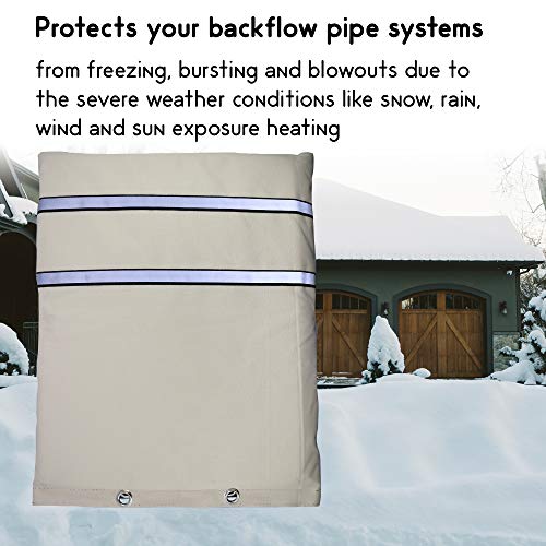 Backflow Preventer Protection, 16”W x 20”H Winter Cover, Insulated Cover Pouch for Irrigation Back flow Valve, Sprinkler Valves in Snow or Sun Exposure, Winterizing - Thumbnail 3