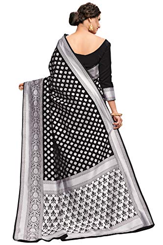 Image of Glory Sarees Women's Jacquard Silk Saree With Blouse Piece (jacquard115black)