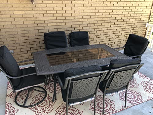 Patio Dining Chair Cushion Covers, Set of 6 for 6 Chairs. Max 20 x 20 x 4 Cushion Size. Top and Bottom Cushions in Same Black Twill Covers. Machine Washable.NO Inserts