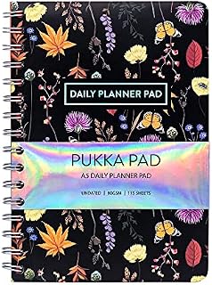 Pukka Pad, A5 Undated Daily Planner Pad 115 Sheets of 80GSM Paper with Daily Schedule, to-Do List, and Notes/Sketches Sections 21 x 15cm, Black