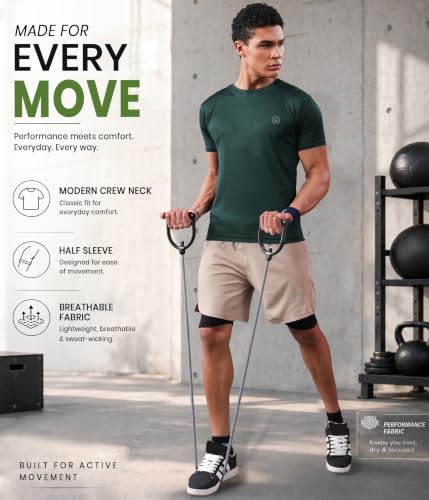 Image of CHKOKKO Gym T Shirts for Men Workout Activewear Solid Quick Dry Sports Tshirt for man Breathable Lightweight Half Sleeve Regular Fit Round Neck Running Boys T Shirt