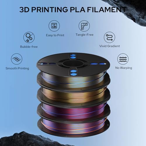 Image of PLA Filament Bundle, 1.75mm Silk PLA Filament Tricolor Gradient PLA, 3D Printer Filament Dimensional Accuracy + /-0.02mm, 250g x 4 Spools,Fit for 3D Printers and 3D Pens