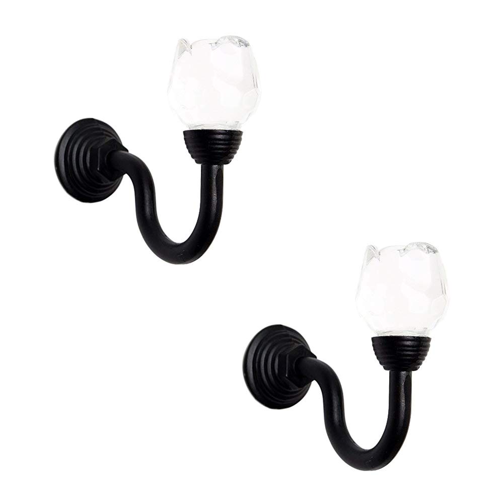 Yohii Pack of 2 Retro Crystal Rose Curtain Holdbacks Hooks Clothes Hat Towel Coat Hanger Hook