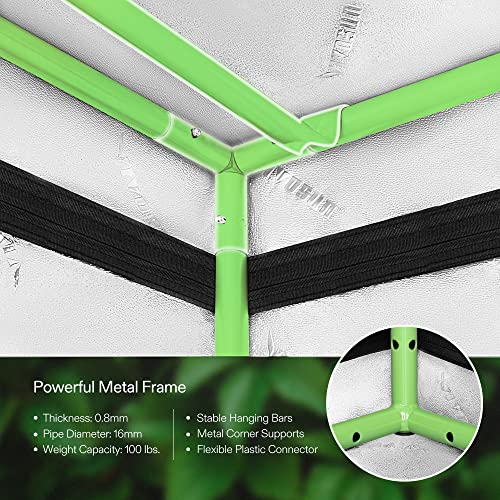 VIVOSUN Horticulture 48"x24"x60" Mylar Hydroponic Grow Tent with Obeservation Window and Floor Tray for Indoor Plant Growing 4'x2'