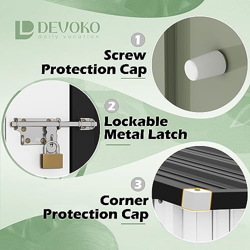 Image of Devoko Outdoor Storage Shed 8 x 6 FT Lockable Metal Garden Shed Steel Anti-Corrosion Storage House with Single Lockable Door for Backyard Outdoor Patio (White)