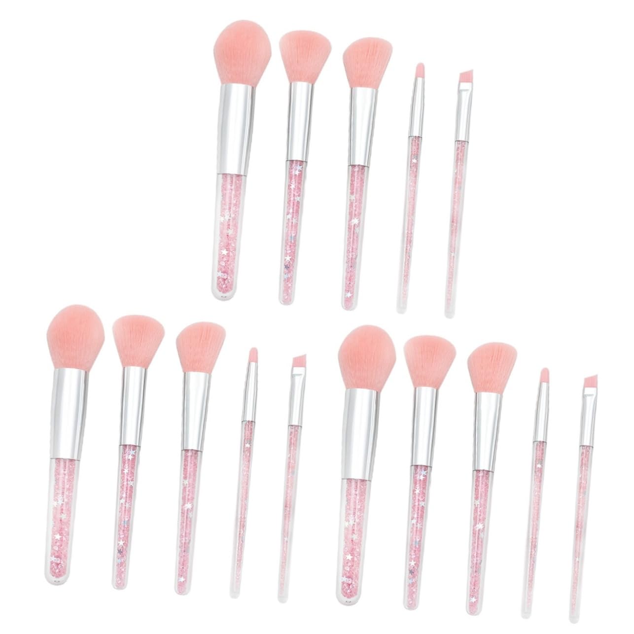 Healeved 15pezzi Pennelli Per Trucco Professionali Con Manico Trasparente e Setole Morbide Per Fondotinta Cipria e Sopracciglia Accessori Make up Per Donne