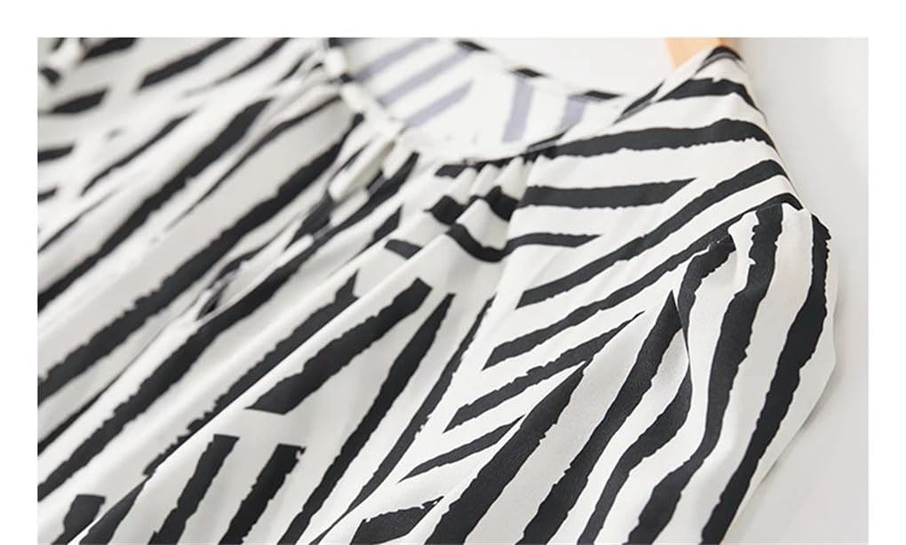 Camicette e top da donna in chiffon con stampa a contrasto a righe girocollo maniche a sbuffo camicie allentate