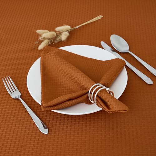 Image of maxmill Fall Cloth Napkins 20 x 20 Inch Weaved Pattern Soft Comfortable and Luxury Serviette for Harvest Thanksgiving Family Dinners Weddings Parties and Banquets Set of 4 Pieces, Rust