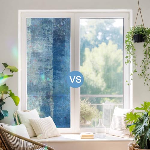 Película para ventana con diseño arcoíris y arte abstracto gris miniatura 6