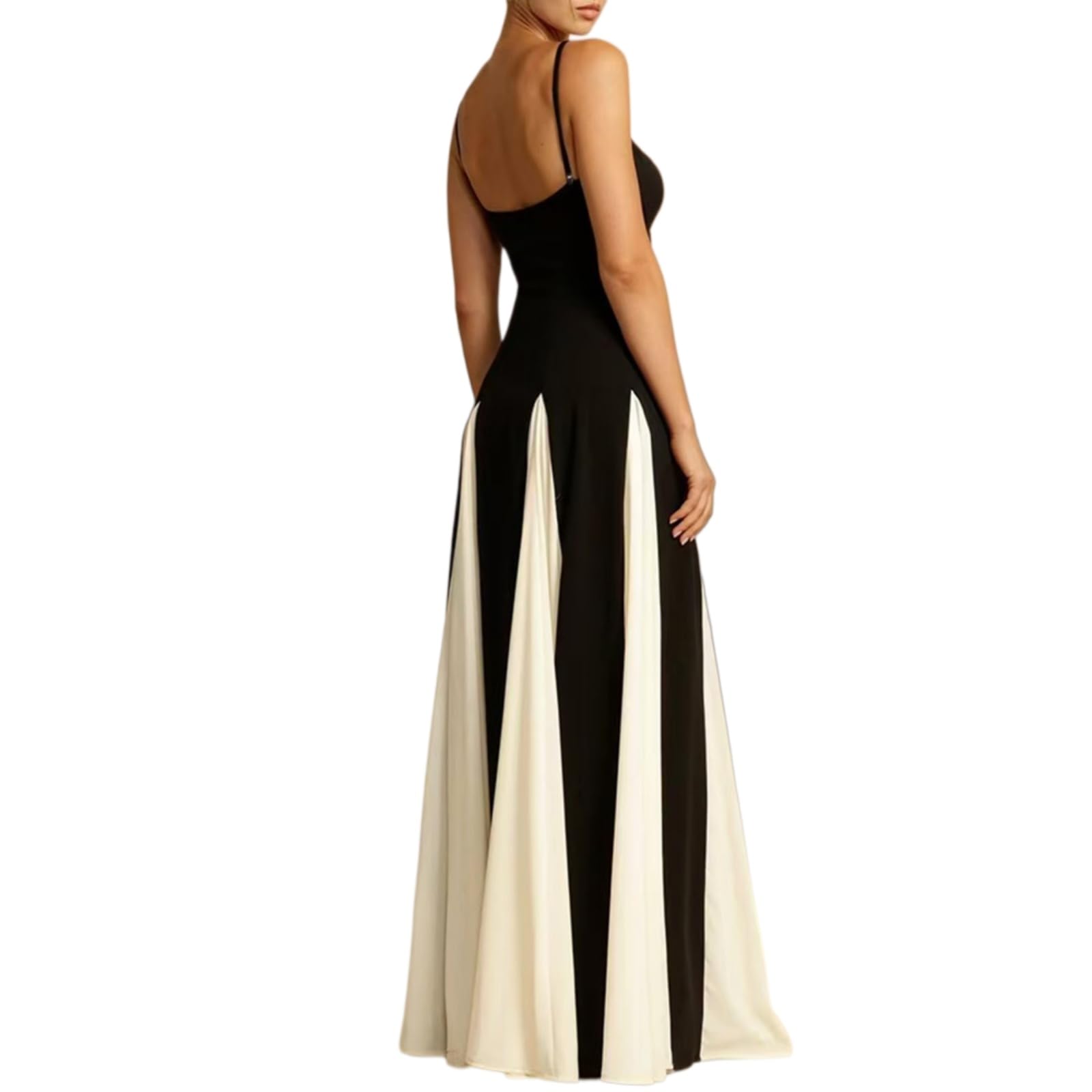 Vestito Donne Elegante Pavimento Lunghezza Maxi Abito Scivolante Splice da Sera Formale Festa Sposa Ospite Chic Vestiti-Black-XL